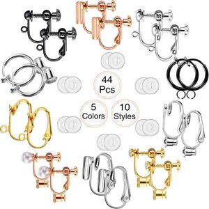 10 Pairs Clip on Earring Converter Components with Post for Non Pierced Ears, wi